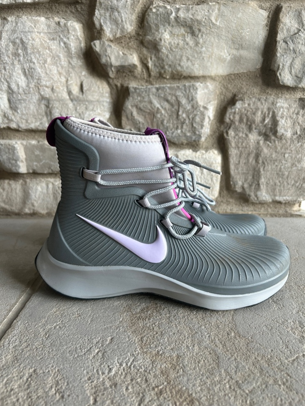 Nike Girls Waterproof Boots Gray High-Top Boots